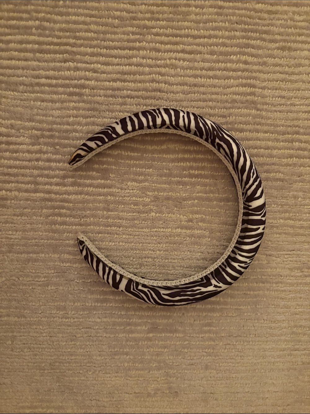 Zebra Print Padded Headband - Black & White